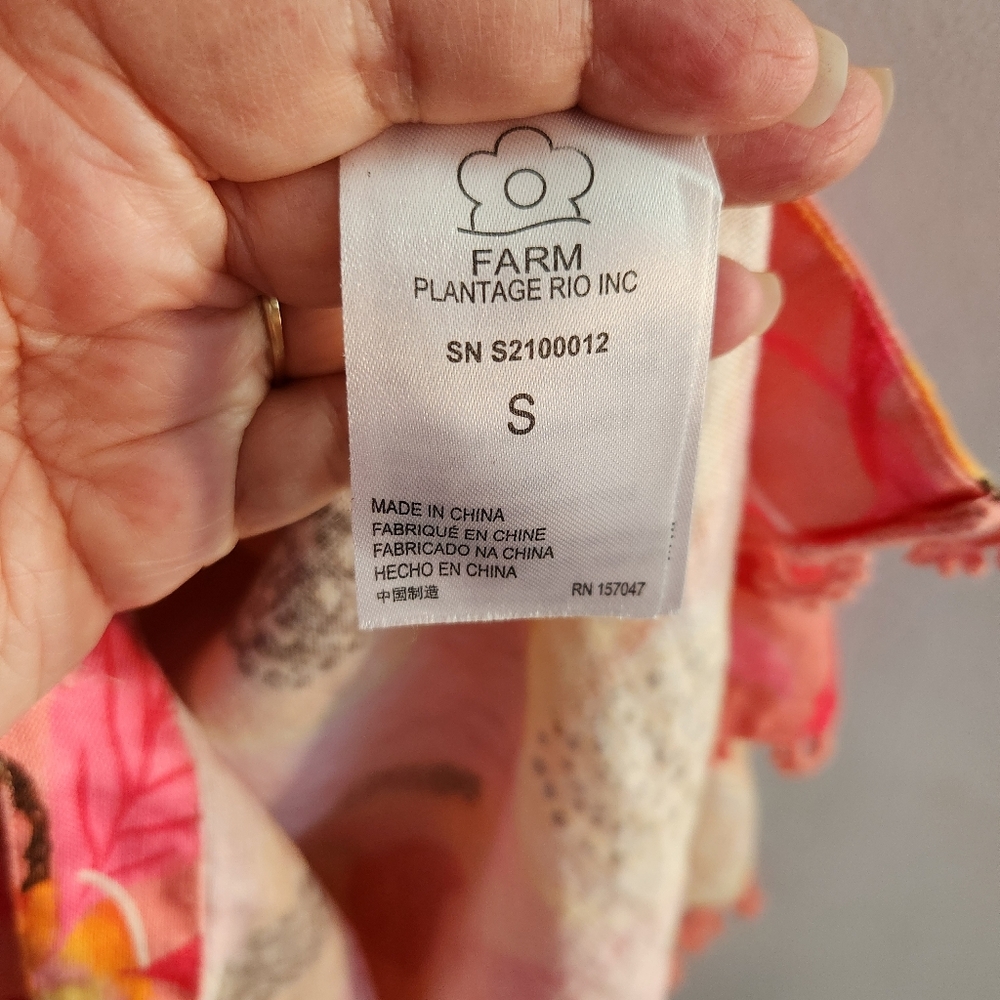 Farm Rio Pink Midi Dress 100% Linen S - Picture 9 of 13